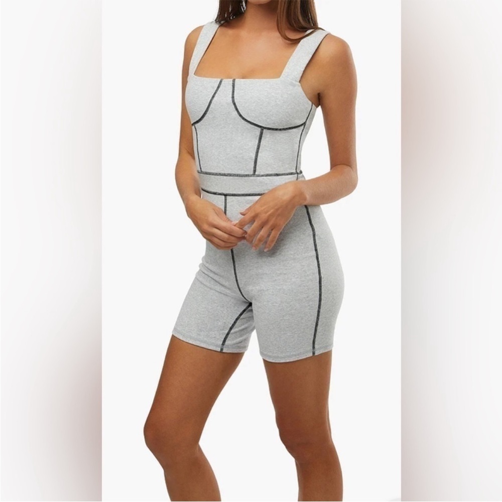 WeWoreWhat Heather grey corset bodysuit
